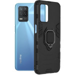 Techsuit Silicone Shield - Ανθεκτική Θήκη Realme 8 5G με Μεταλλικό Ring Holder - Black (5949419040908)