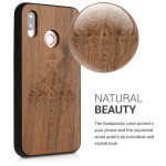 KW Σκληρή Ξύλινη Θήκη Huawei P20 Lite - Brown - Elephant Sketch - (44890.06)