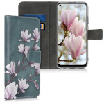 Θήκη-Πορτοφόλι για Huawei P40 Lite  Magnolias taupe / white / blue grey by KW (200-105-644)