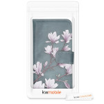 Θήκη-Πορτοφόλι για Huawei P40 Lite  Magnolias taupe / white / blue grey by KW (200-105-644)