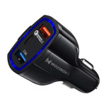 Wozinsky Quick Charge Smart Car Charger - Τριπλός Φορτιστής Αυτοκινήτου με Qualcomm Quick Charge 3.0 - 2 x USB-A & 1 x USB-C - 35 W - Black (WCC-01) (200-105-463)