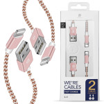 Dux Ducis K-TWO Series Set Καλωδίων USB σε Lightning 1m + 20CM – Rose Gold -  (200-104-692)