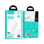 Hoco Universal Travel Charger QC PD με υποδοχή USB C - 3A 30W με καλώδιο USB-C σε Lightning 1m White