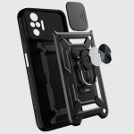Alogy Camshield Stand Ring - Ανθεκτική Θήκη Xiaomi Redmi Note 10 Pro με Κάλυμμα για την Κάμερα & Μεταλλικό Ring Holder - Black (5907765657317)