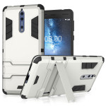 Centopi θήκη Armour Combo Stand για Nokia 8 - Silver και δώρο screen protector