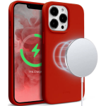 Crong Color Magnetic Θήκη MagSafe Premium Σιλικόνης Apple iPhone 13 - Red (CRG-COLRM-IP1361-RED)