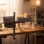 Κρεβάτι Γάτας Relaxdays Desk Cat Bed με Ρυθμιζόμενη Περιστρεφόμενη Βάση για Γραφείο - Grey / Black (10052058)