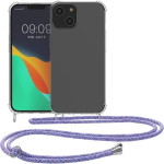 KWmobile Διάφανη Θήκη Σιλικόνης με Λουράκι Λαιμού - Apple iPhone 14 - Transparent / Lavender / Violet / White (59108.108)