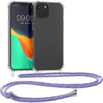 KWmobile Διάφανη Θήκη Σιλικόνης με Λουράκι Λαιμού - Apple iPhone 14 - Transparent / Lavender / Violet / White (59108.108)