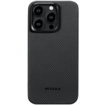 Pitaka MagEZ Case 4 - MagSafe Θήκη Aramid Fiber Body Apple iPhone 15 - 0.95mm - 600D - Black / Grey / Twill (KI1501A)