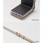 Ringke Folio Signature Card Pocket Δερμάτινη Θήκη - Πορτοφόλι με Λουράκι Λαιμού - Samsung Galaxy Z Flip3 5G - Beige (97689)