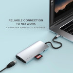 Satechi USB-C Multiport Adapter 8K With Ethernet V3 - Αντάπτορας με 4 x Type-C 3.2 / 1 x Type-C PD 85W / 1 x HDMI 8K 30Hz / 1 x Ethernet / 1 x SD 4.0 - Silver (ST-P8KES)