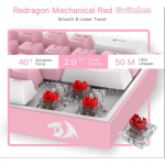 Redragon K617 FIZZ RGB Mechanical Gaming Keyboard - Ενσύρματο RGB Gaming Μηχανικό Πληκτρολόγιο με Custom Red Διακόπτες - US - Pink / White (6950376706782)