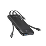 Charmast W1148 Power Bank 10000mAh PD20W with built-in cables Micro USB / Type C / Lightning 5V3A black