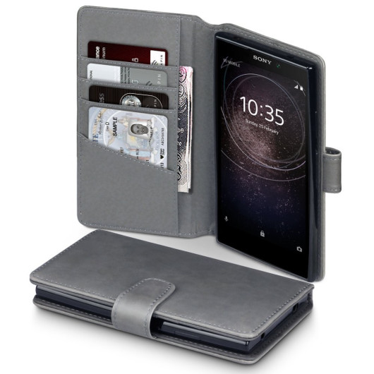 Terrapin Δερμάτινη Θήκη - Πορτοφόλι Sony Xperia L2 - Grey