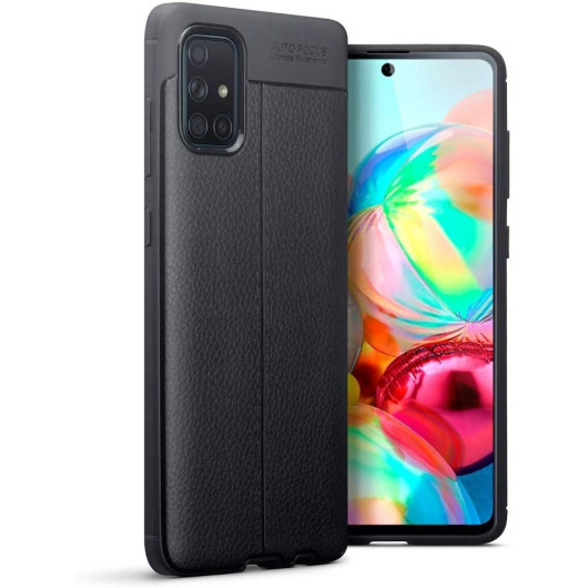 Terrapin Θήκη Σιλικόνης Samsung Galaxy A71 - Leather Texture Pattern - Black (118-002-810)