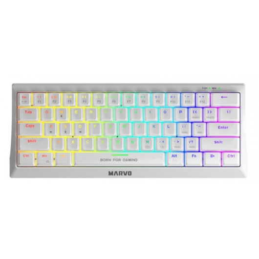 Marvo KG962 Gaming Μηχανικό Πληκτρολόγιο 60% με Custom Blue διακόπτες και RGB φωτισμό (Αγγλικό US) Λευκό (MV-KG962WH)