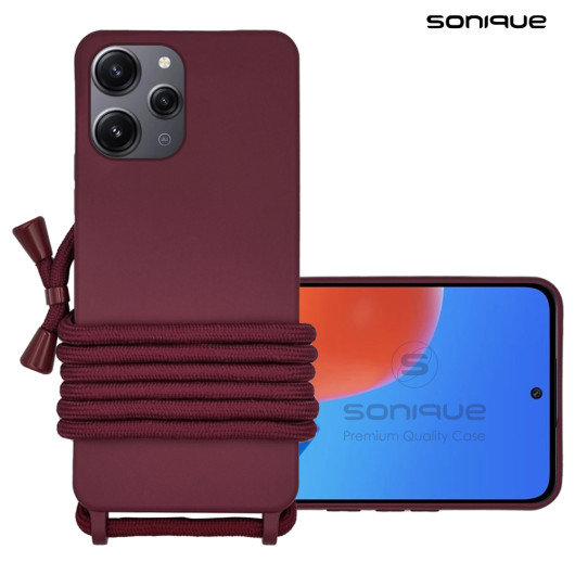 Θήκη Σιλικόνης με Κορδόνι CarryHang Sonique Xiaomi Redmi 12 4G / Redmi 12 5G Μπορντώ - Sonique - Μπορντώ - Redmi 12 4G, Redmi 12 5G - Θήκες Πλάτης