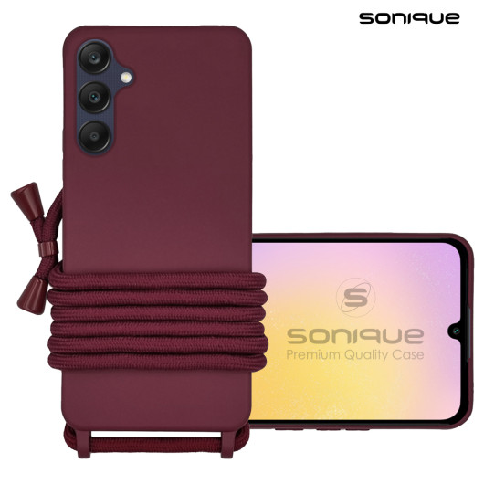 Θήκη Σιλικόνης με Κορδόνι CarryHang Sonique Samsung Galaxy A25 5G Μπορντώ - Sonique - Μπορντώ - Galaxy A25 5G - Θήκες Πλάτης