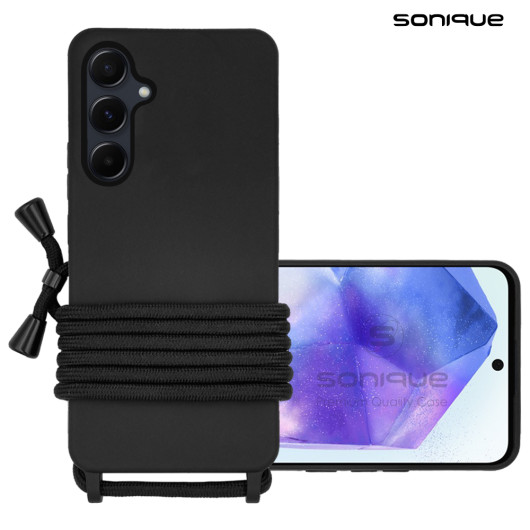 Θήκη Σιλικόνης με Κορδόνι CarryHang Sonique Samsung Galaxy A55 5G Μαύρο - Sonique - Μαύρο - Galaxy A55 5G