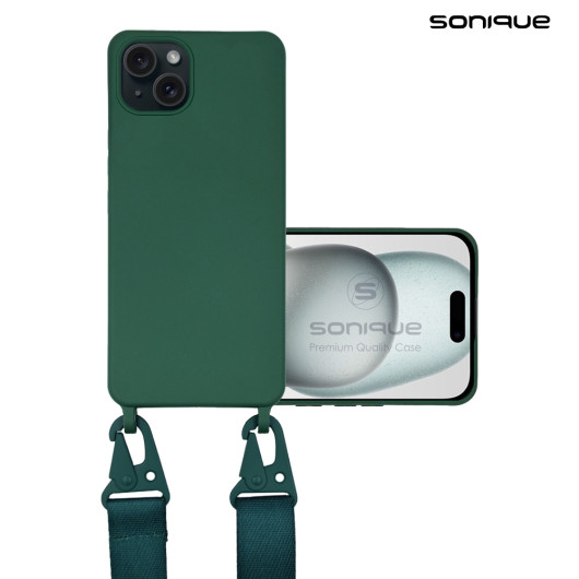 Θήκη Σιλικόνης με Strap CarryHang Sonique Apple iPhone 15 Plus Πράσινο Σκούρο - Sonique - Πράσινο Σκούρο - iPhone 15 Plus - Θήκες Πλάτης