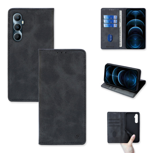 Θήκη Πορτοφόλι Vintage Magnet Wallet Sonique Realme C65 4G Μαύρο