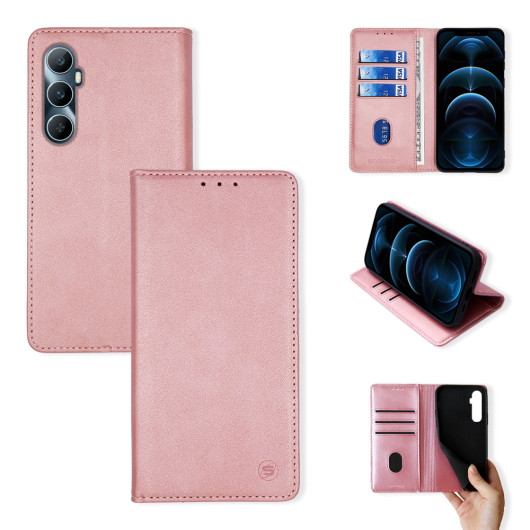 Θήκη Πορτοφόλι Vintage Magnet Wallet Sonique Realme C65 4G Ροζ Χρυσό