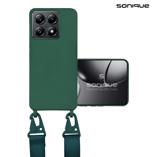Θήκη Σιλικόνης με Strap CarryHang Sonique Xiaomi 14T Πράσινο Σκούρο