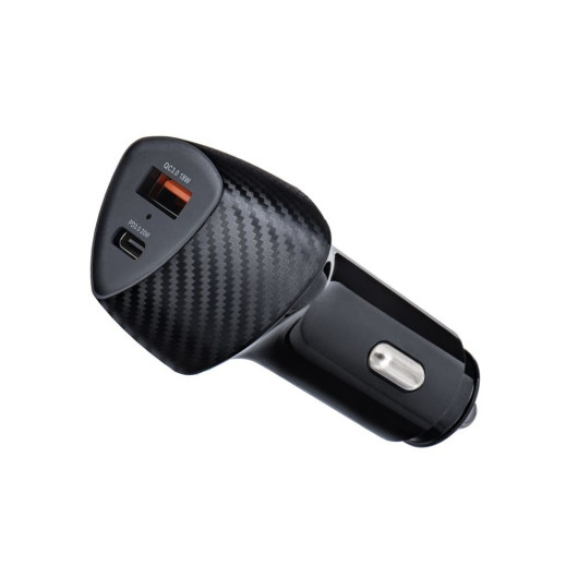 FORCELL F-ENERGY Carbon CC50-1A1C car charger Type C + USB A PD QC3.0 3A 38W black