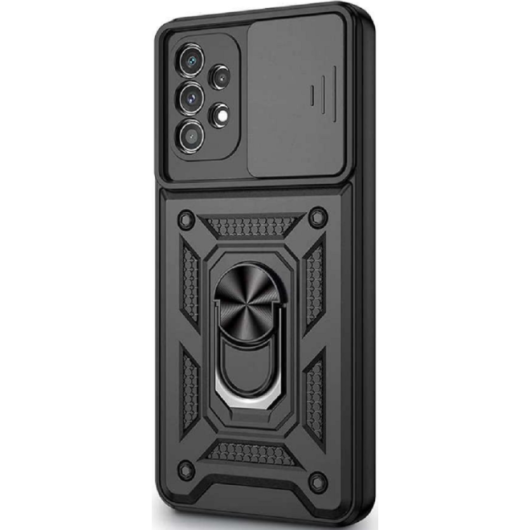 Alogy Camshield Stand Ring - Ανθεκτική Θήκη Samsung Galaxy A32 5G με Κάλυμμα για την Κάμερα & Μεταλλικό Ring Holder - Black (5907765649855)