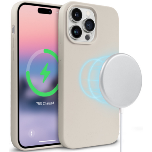 Crong Color Magnetic Θήκη MagSafe Premium Σιλικόνης Apple iPhone 14 Pro - Stone (CRG-COLRM-IP1461P-STN)