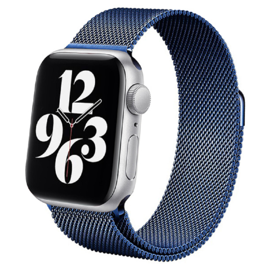 Crong Milano Steel - Premium Μεταλλικό Λουράκι Apple Watch SE/6/5/4/3 (44/42mm) - Navy Blue (CRG-44MST-BLU)