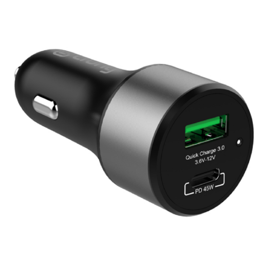 Crong Power Car Charger - Φορτιστής Αυτοκινήτου με 1 x USB QC 3.0 / 1 x Type-C - 63W - Black (CRG-PWRC-USBC63-ABK)