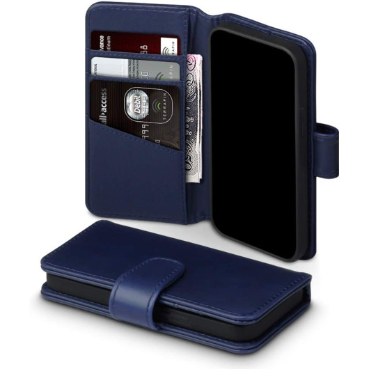 Terrapin Δερμάτινη Θήκη Πορτοφόλι Apple iPhone 12 Mini - Blue (117-133-005)