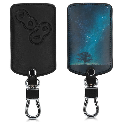 KW PU Leather Θήκη Κλειδιού Renault - 4 Κουμπιά - Blue / Grey / Black (46356.08)