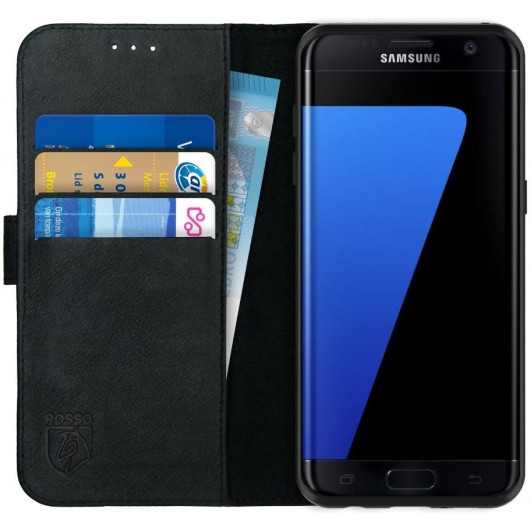 Rosso Deluxe Δερμάτινη Θήκη Πορτοφόλι Samsung Galaxy S7 Edge - Black (93475) 