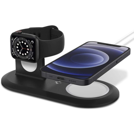 Spigen Mag Fit Duo - Βάση για τον Ασύρματο Φορτιστή MagSafe & Φορτιστή Apple Watch - Black (AMP02796)