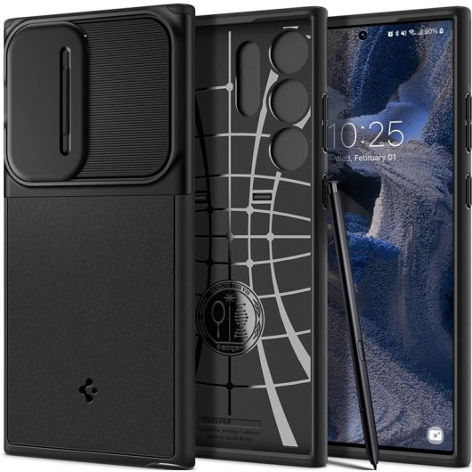 Spigen Optik Armor Θήκη με Κάλυμμα για την Κάμερα - Samsung Galaxy S23 Ultra - Black (ACS05639)
