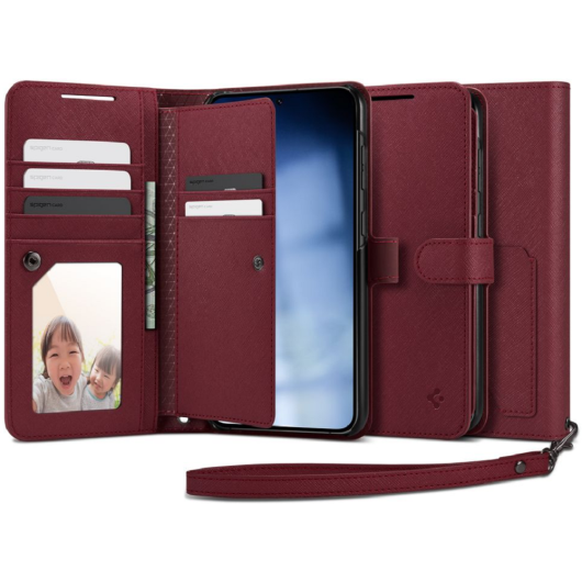 Spigen Wallet S Plus - Θήκη Πορτοφόλι Samsung Galaxy S23 Plus με Αποσπώμενο Λουράκι Χειρός - Burgundy (ACS05678)
