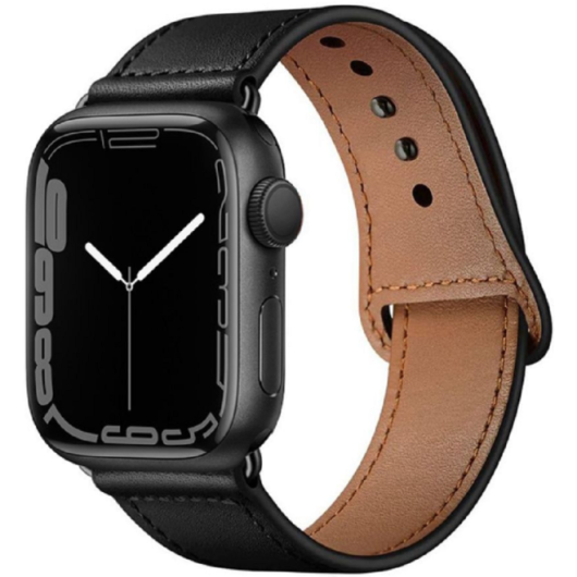 Tech-Protect Δερμάτινο Λουράκι Leatherfit - Apple Watch SE/7/6/5/4/3 (45/44/42mm) - Black (0795787713709)