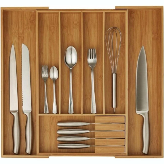 Θήκη για Μαχαιροπίρουνα Συρταριού Relaxdays Extendable Cutlery Tray Ρυθμιζόμενη από Μπαμπού - Natural (10032173)