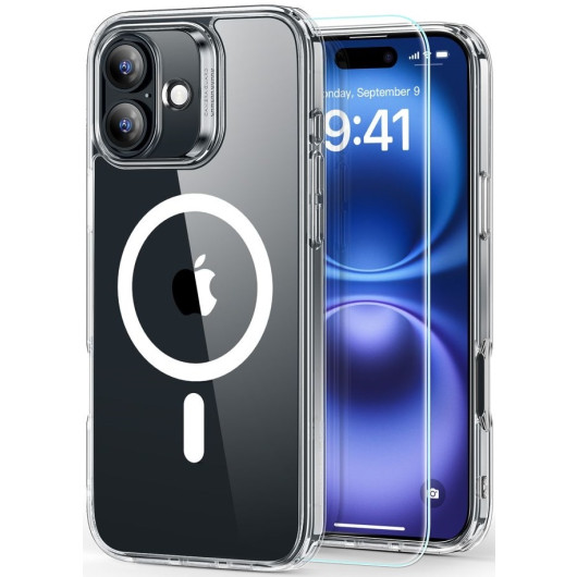 Θήκη & Αντιχαρακτικό Γυαλί Προστασίας Apple iPhone 16 Plus - ESR Classic Hybrid HaloLock Σετ Ανθεκτική με MagSafe & Tempered Glass Οθόνης - Clear (4894240243428)
