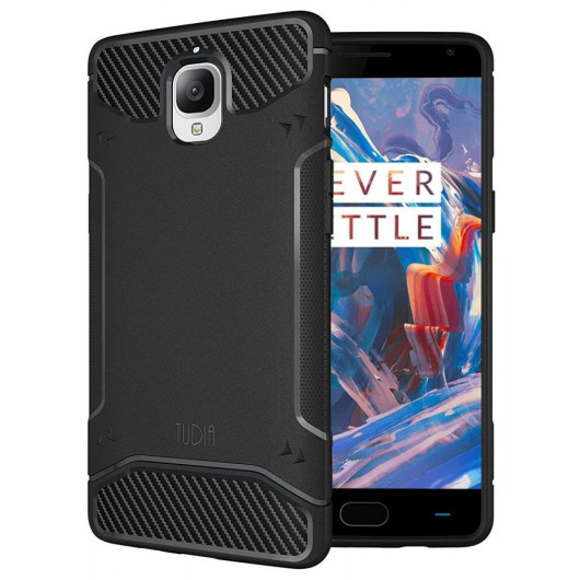Tudia OnePlus 3/3T Carbon Fiber Design Case Black
