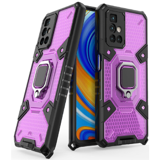 Vivid Honeycomb Armor - Ανθεκτική Θήκη Xiaomi Redmi 10 με Μεταλλικό Ring Holder - Rose Violet (UNARMORREDMI10ROSE)