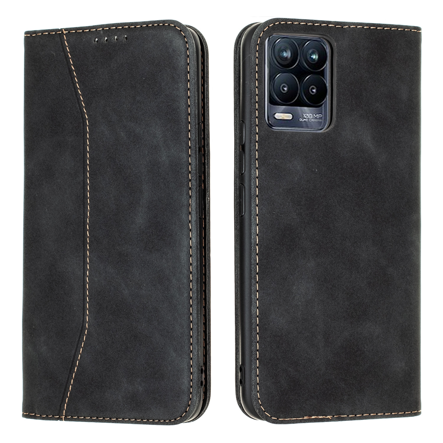 Bodycell Book Case Pu Leather For Realme 8/8 Pro Black (04-00695)