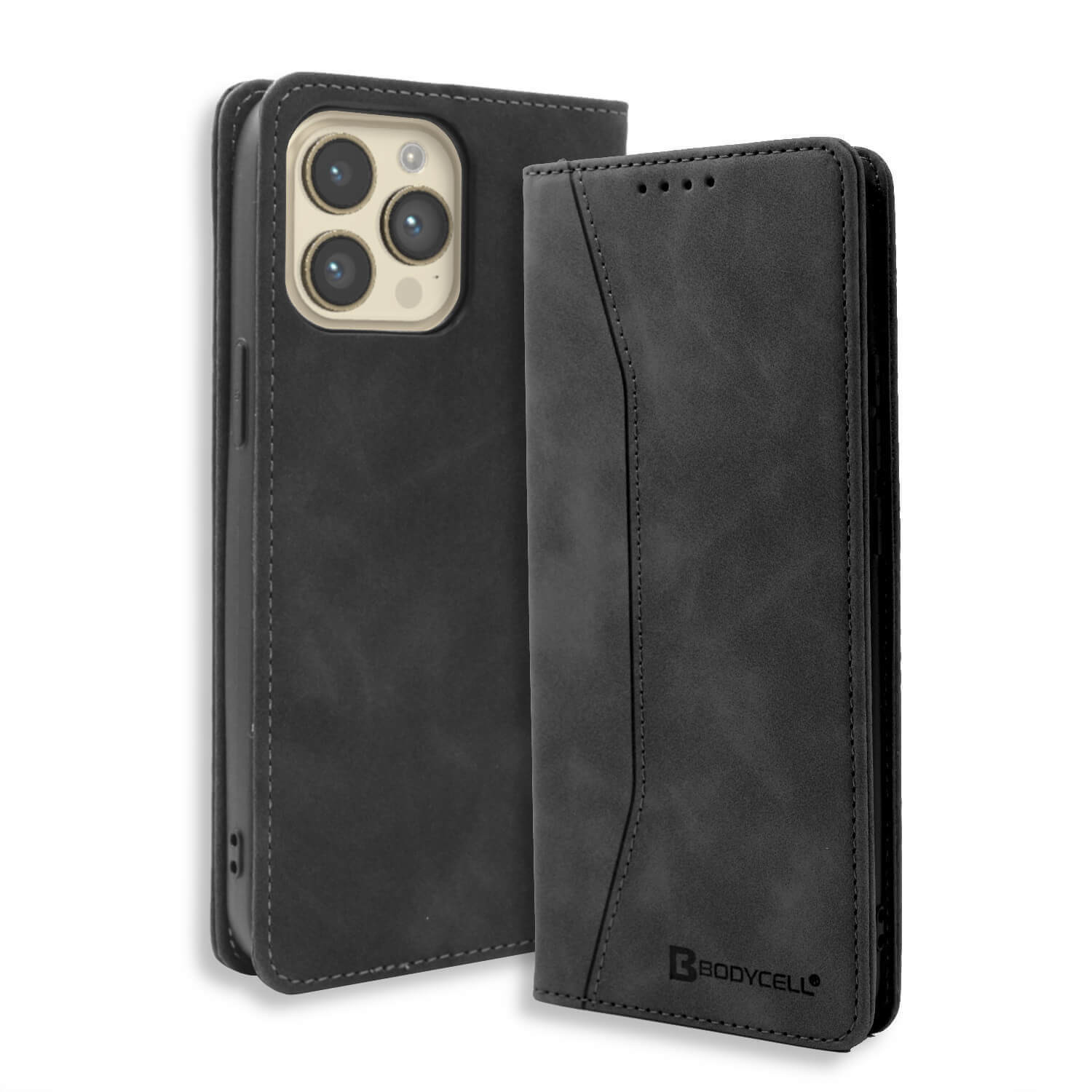 Bodycell Book Case Pu Leather For Apple iPhone 15 Pro Black (04-01181)