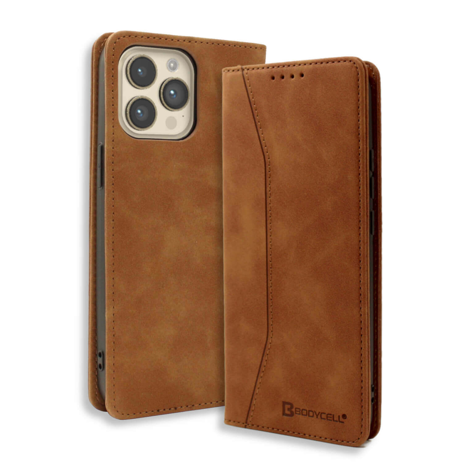 Bodycell Book Case Pu Leather For Apple iPhone 15 Pro Brown (04-01182)