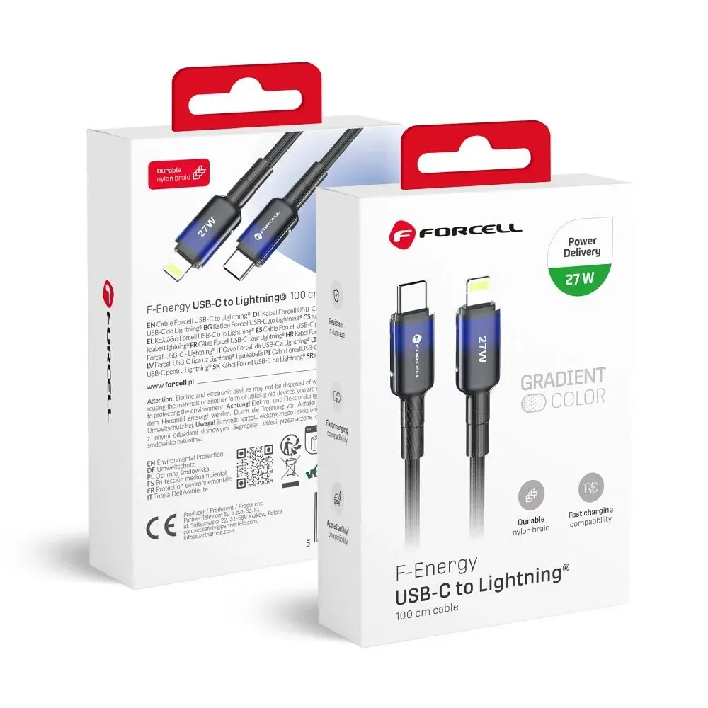 FORCELL USB-C σε Lightning 27W PD 3A 1m C356 Μαύρο