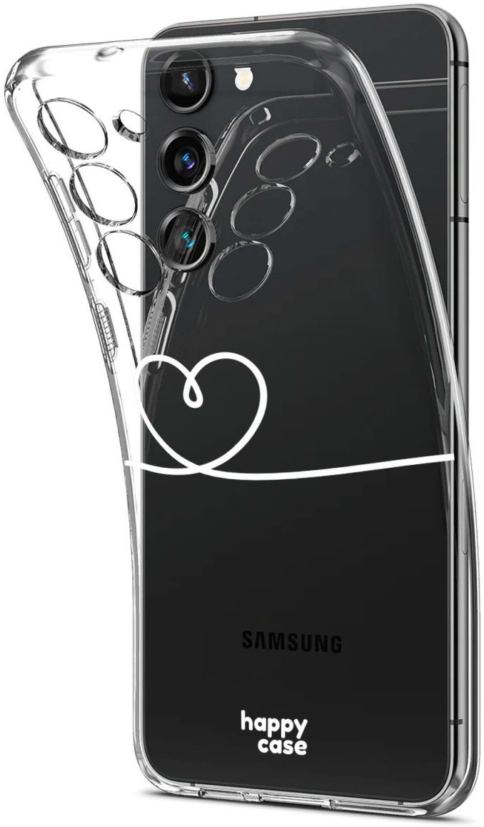 HappyCase Διάφανη Θήκη Σιλικόνης Samsung Galaxy S23 - Heart Print (8719246382451)