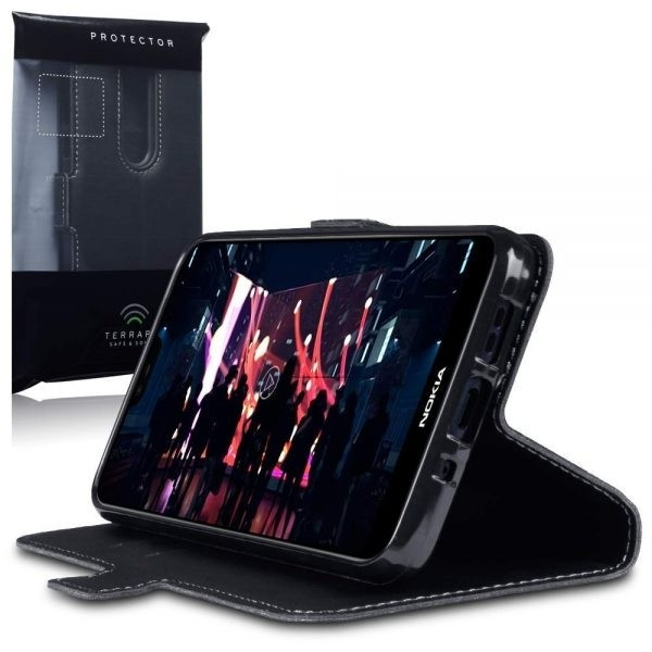  Terrapin Low Profile Δερμάτινη Θήκη - Πορτοφόλι Nokia 7.1 - Black